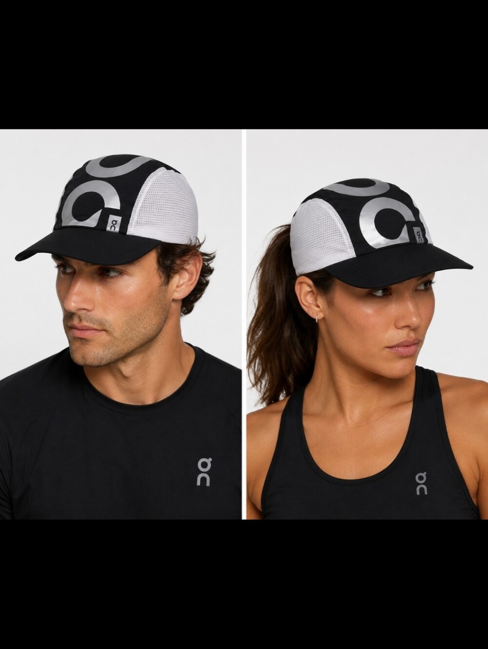On Running Lightweight Performance Cap Black White Reflective Unisex Adjustable
